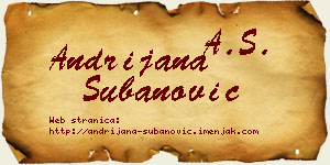 Andrijana Subanović vizit kartica